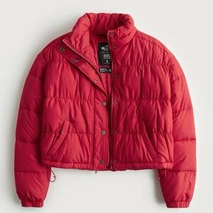 NWOT Hollister Co. Women's Red Puffer Jacket, Size XS